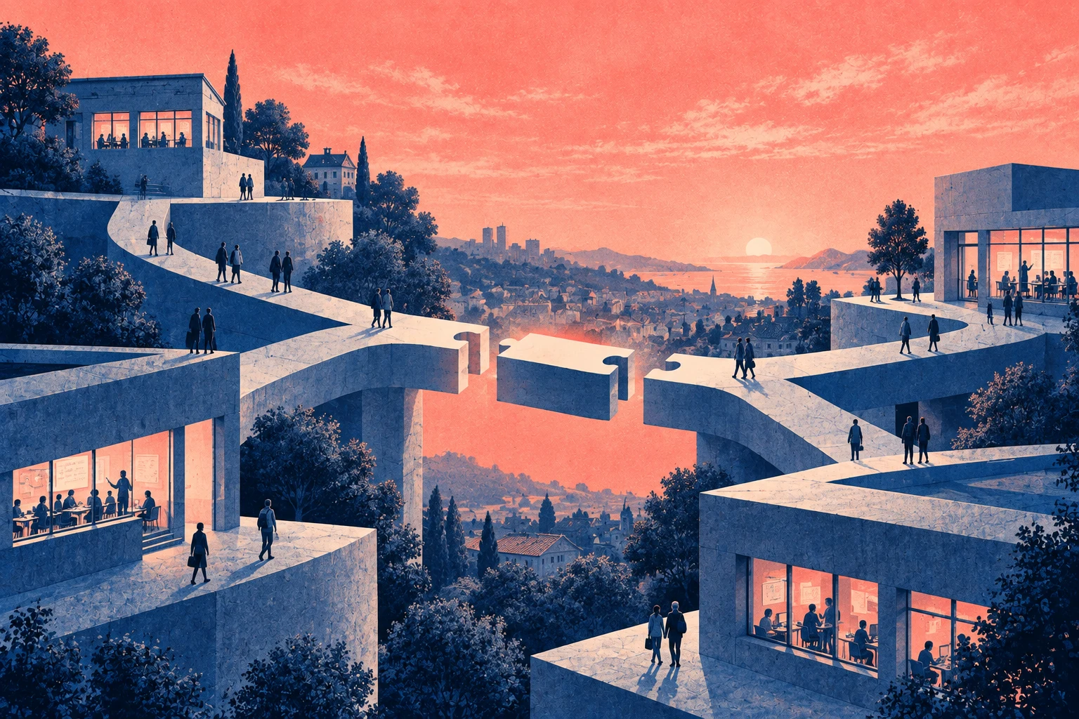 Illustration éditoriale pour « Apps.éducation : anatomie d'un commun numérique discret à l'heure du passage à l'échelle »