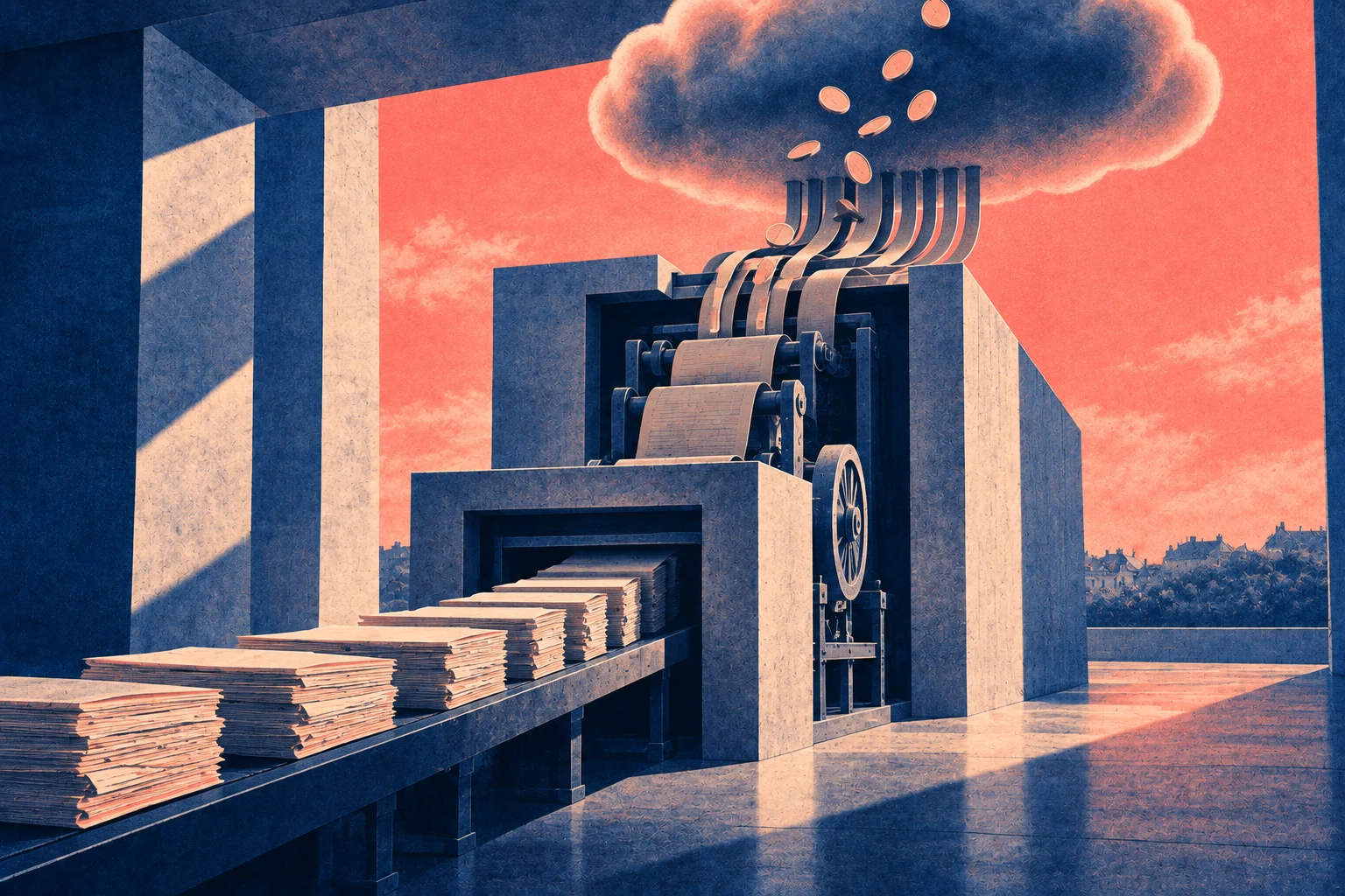 Illustration éditoriale pour « FinOps public : le coût cloud invisible de la bascule souveraine »