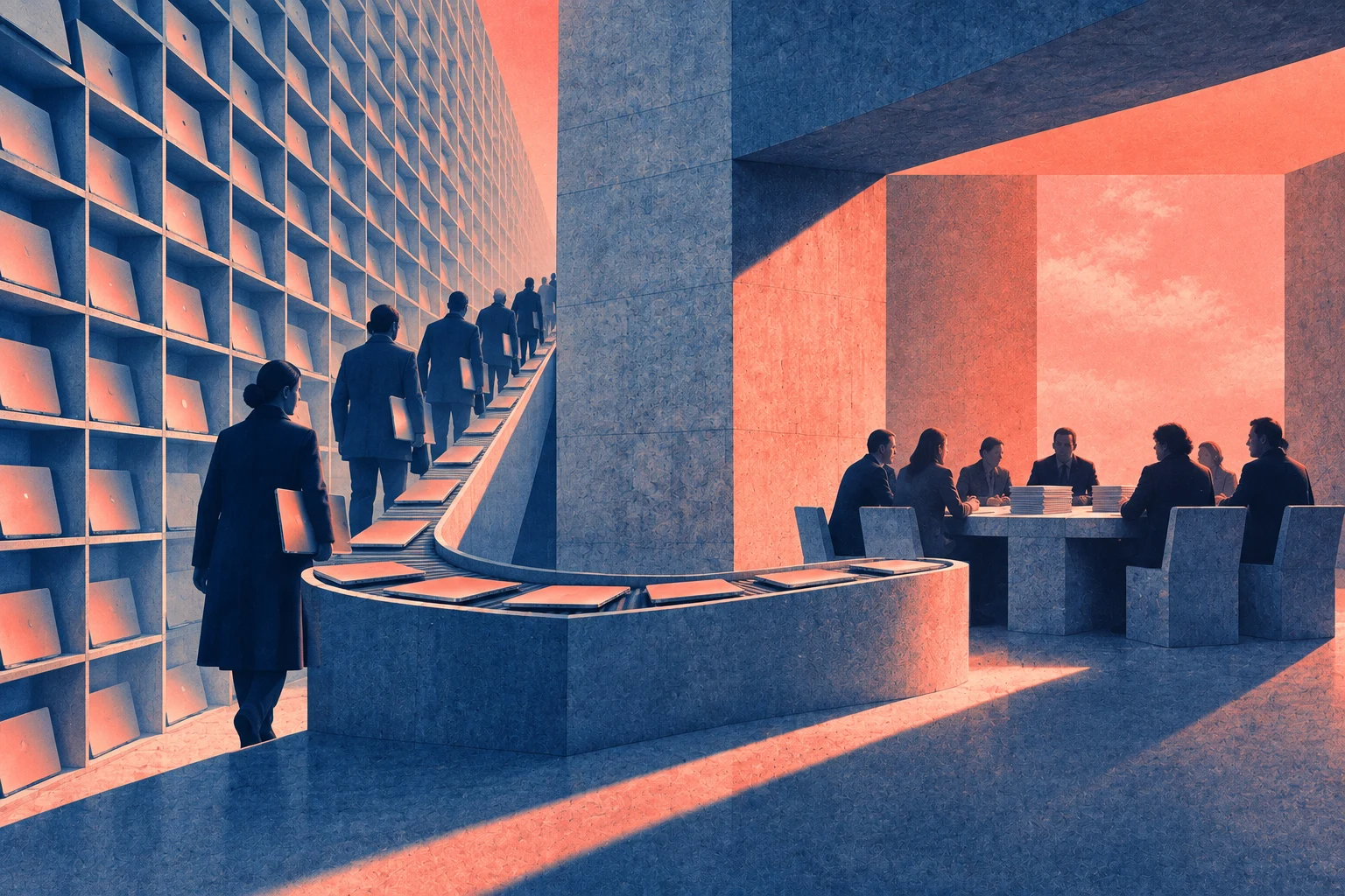 Illustration éditoriale pour « IA dans la fonction publique : l'accord après l'outil »