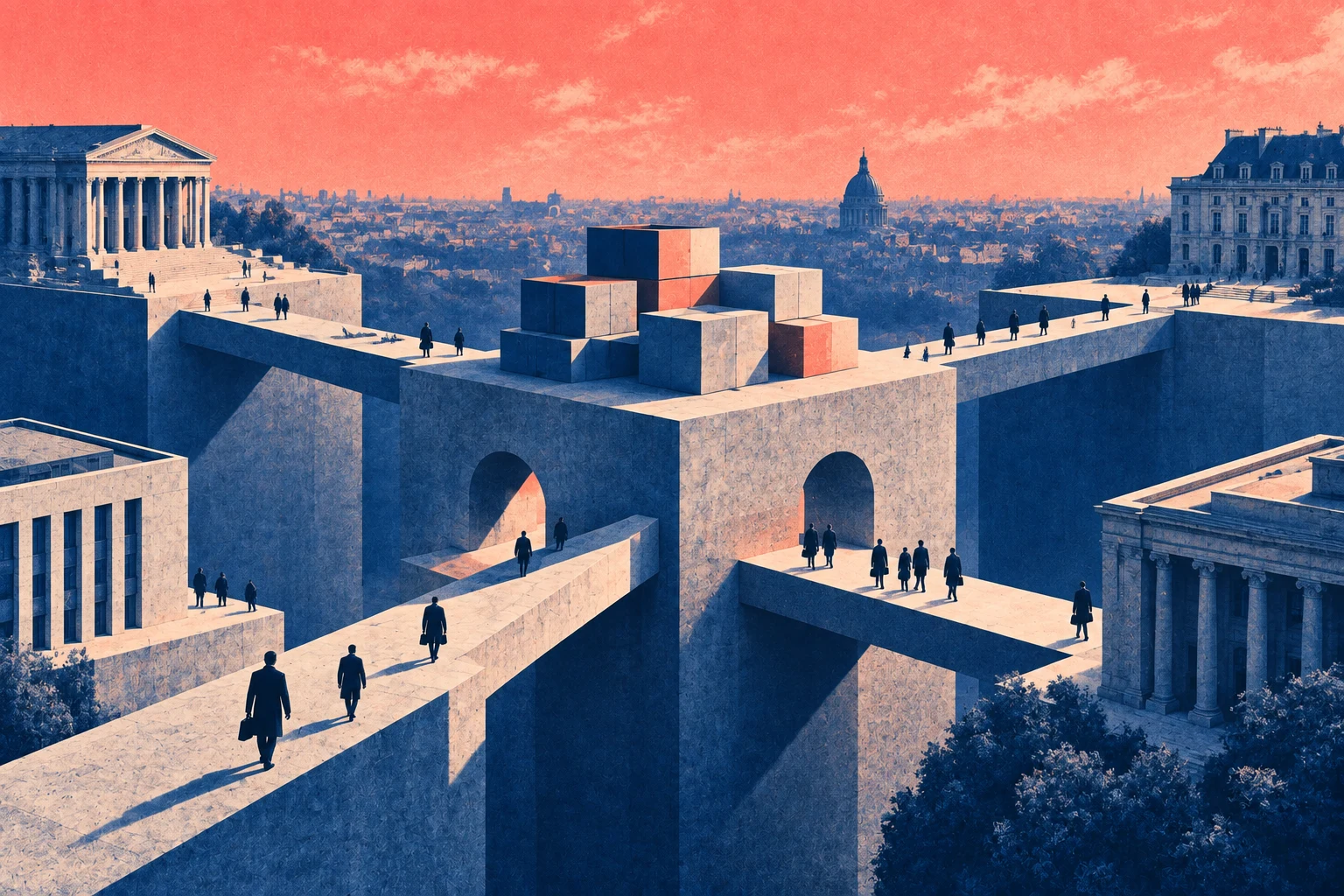 Illustration éditoriale pour « Le paradoxe des communs devenus infrastructure »