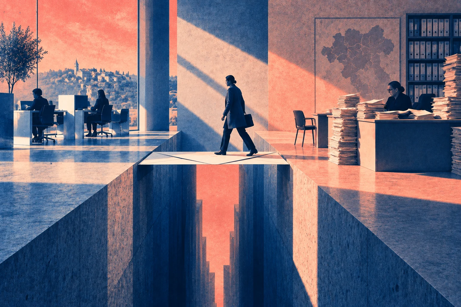 Illustration éditoriale pour « Le retard numérique commence par l’adresse mail »