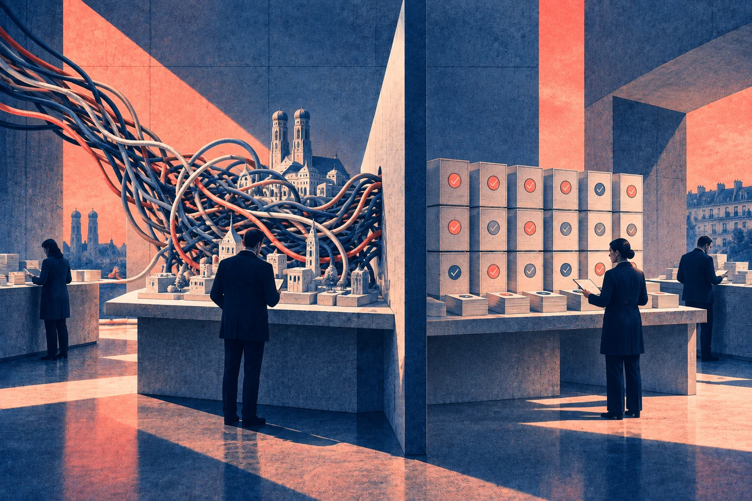 Illustration éditoriale pour « Munich mesure sa dépendance, la France les logiciels »