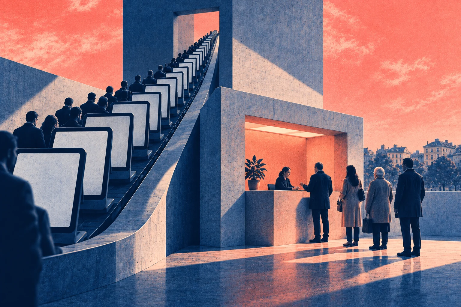 Illustration éditoriale pour « Villeurbanne et l'épreuve du droit au non-numérique »